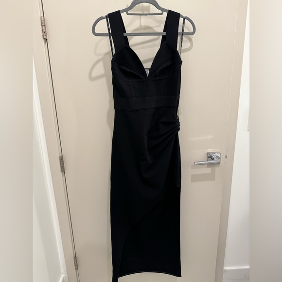 Herve Leger Black Milano Draped high low Gown - Picture 5 of 6